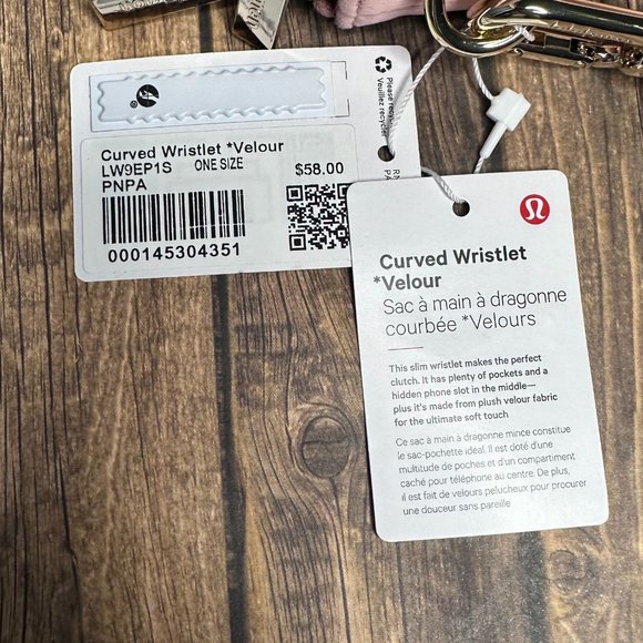 Lululemon Curved Wristlet Velour NWT *Limited Edition Gold* Pink Pastel (O/S) - Picture 11 of 13
